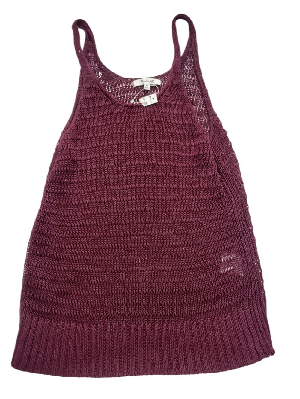 NWT Madewell Crochet Knit Linen Tank Top Sz Extra Small